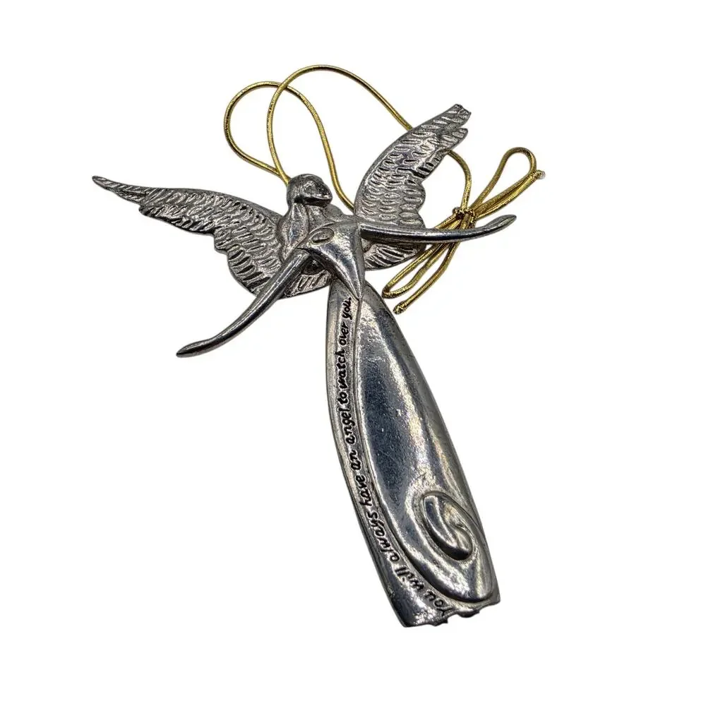Midwest of Cannon Falls Pewter Serenity Angel Christmas Ornament 1990s Vintage